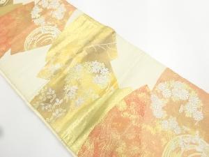 アンティーク　地紙に花丸模様織り出し袋帯(材料)(サービス品)